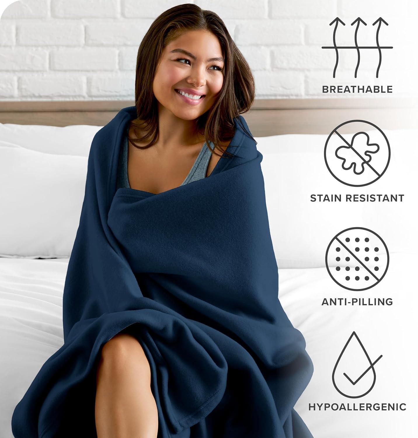 Lightweight Polar Fleece Blanket by Bare Home