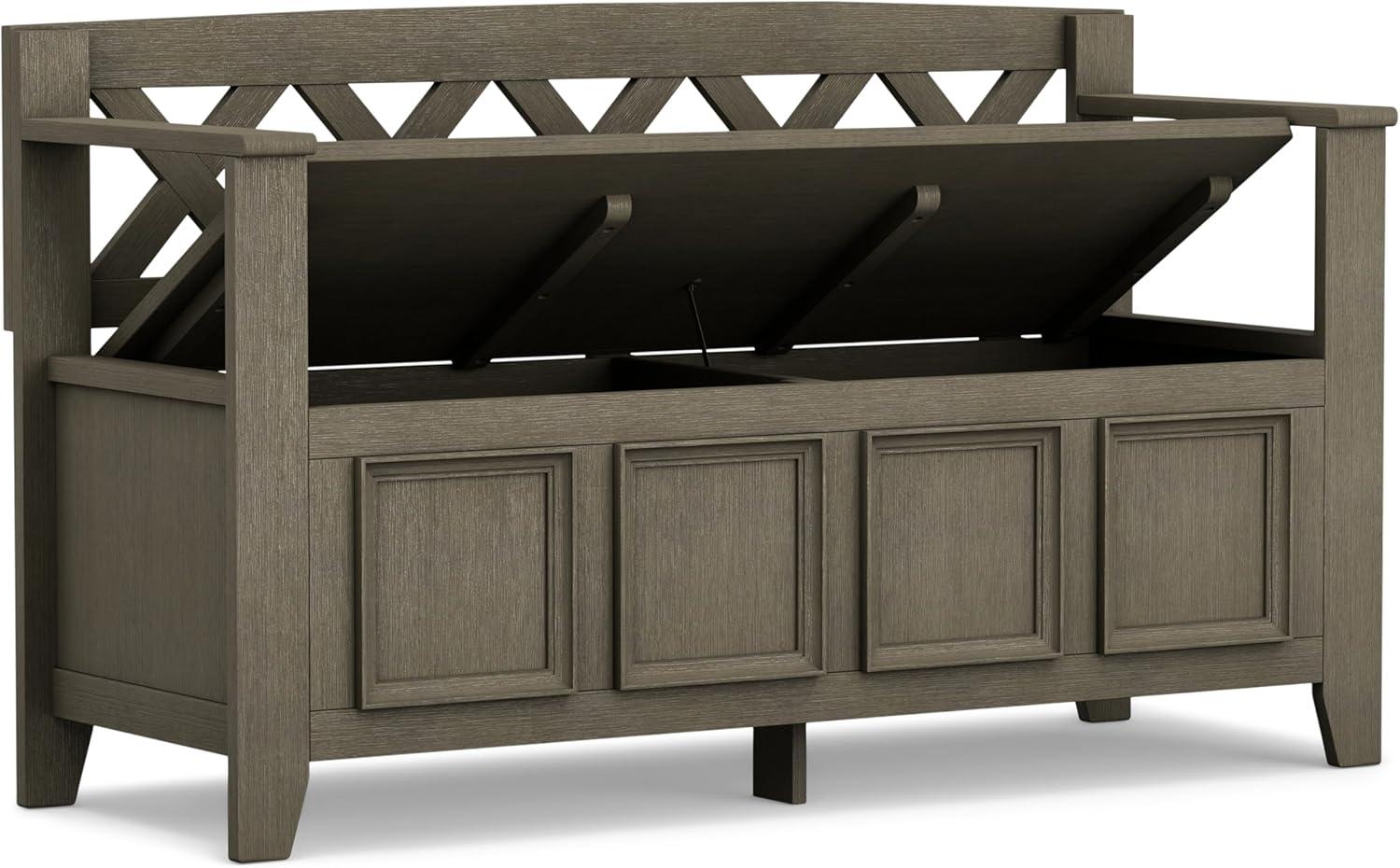 Amherst SOLID WOOD 48" W Transitional Entryway Storage Bench in Farmhouse Gray