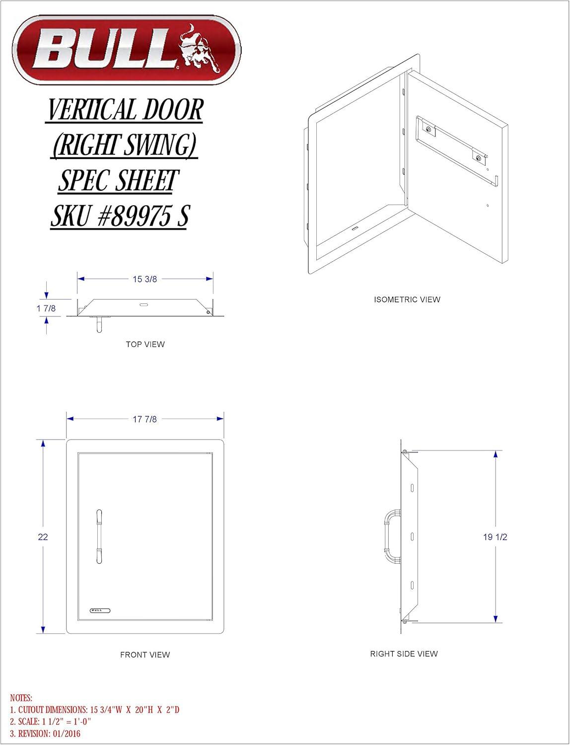 Stainless Steel Single Vertical Access Door with Handle