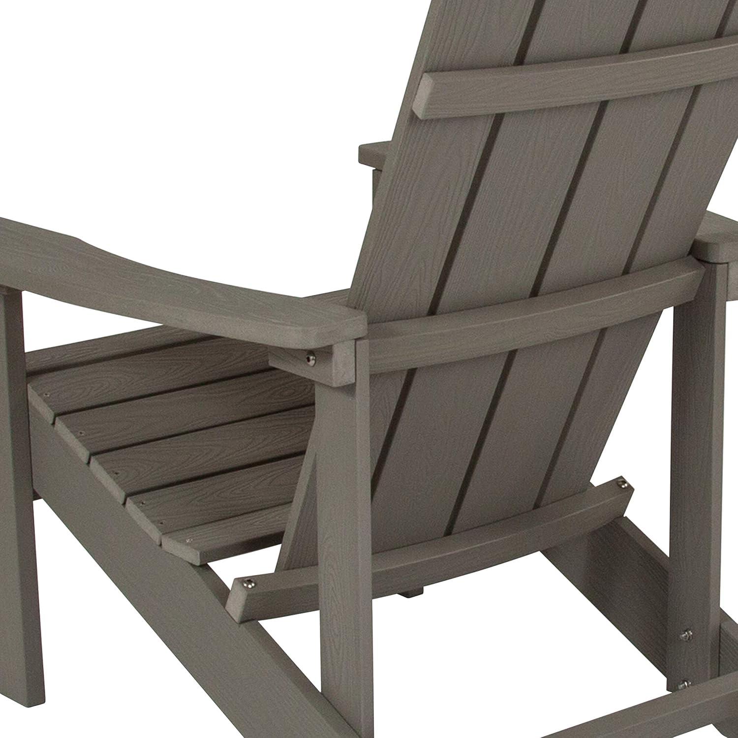 Flash Furniture Set of 4 Charlestown All-Weather Poly Resin Wood Adirondack Chairs in Gray