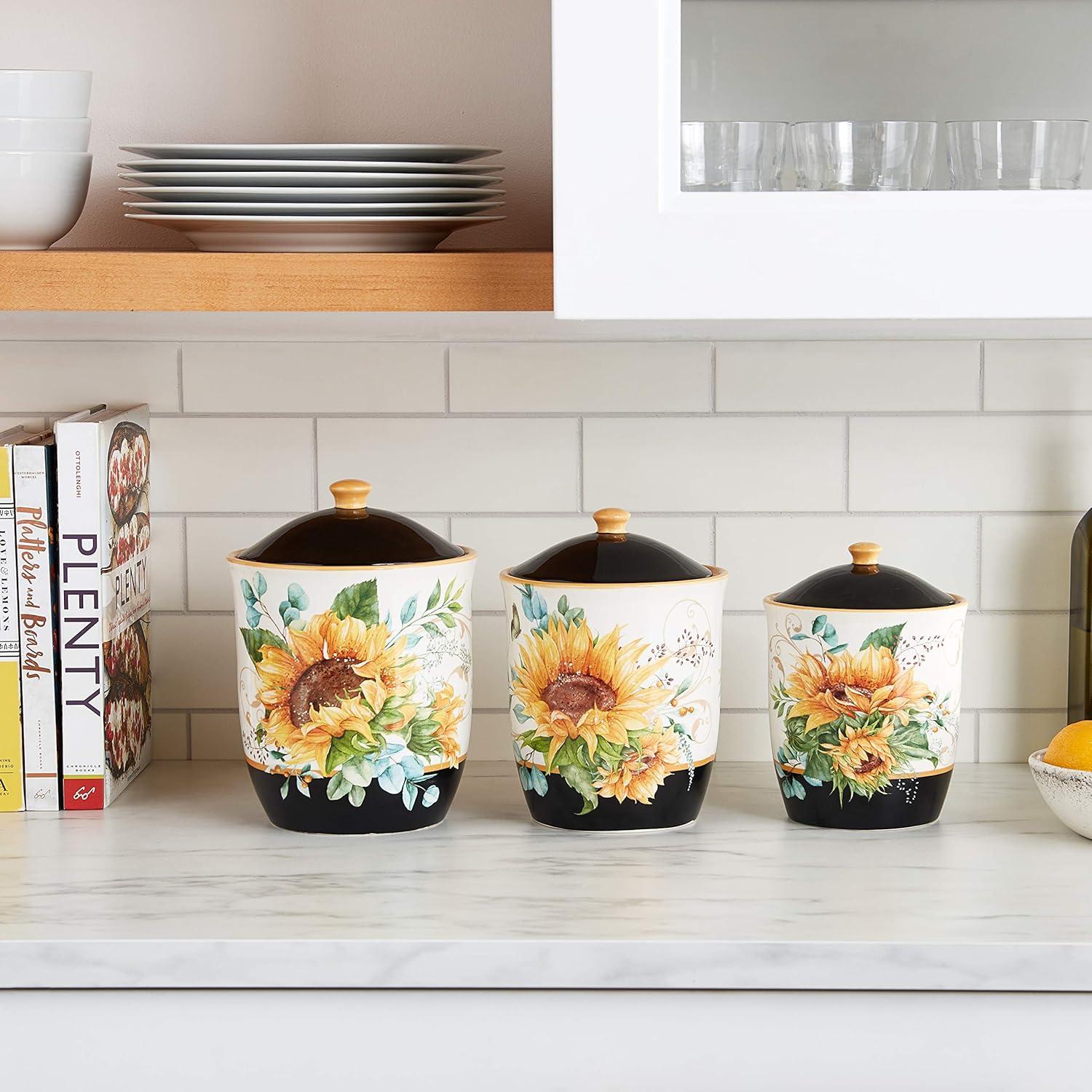 Sunflower Fields Multicolor Ceramic Canister Set