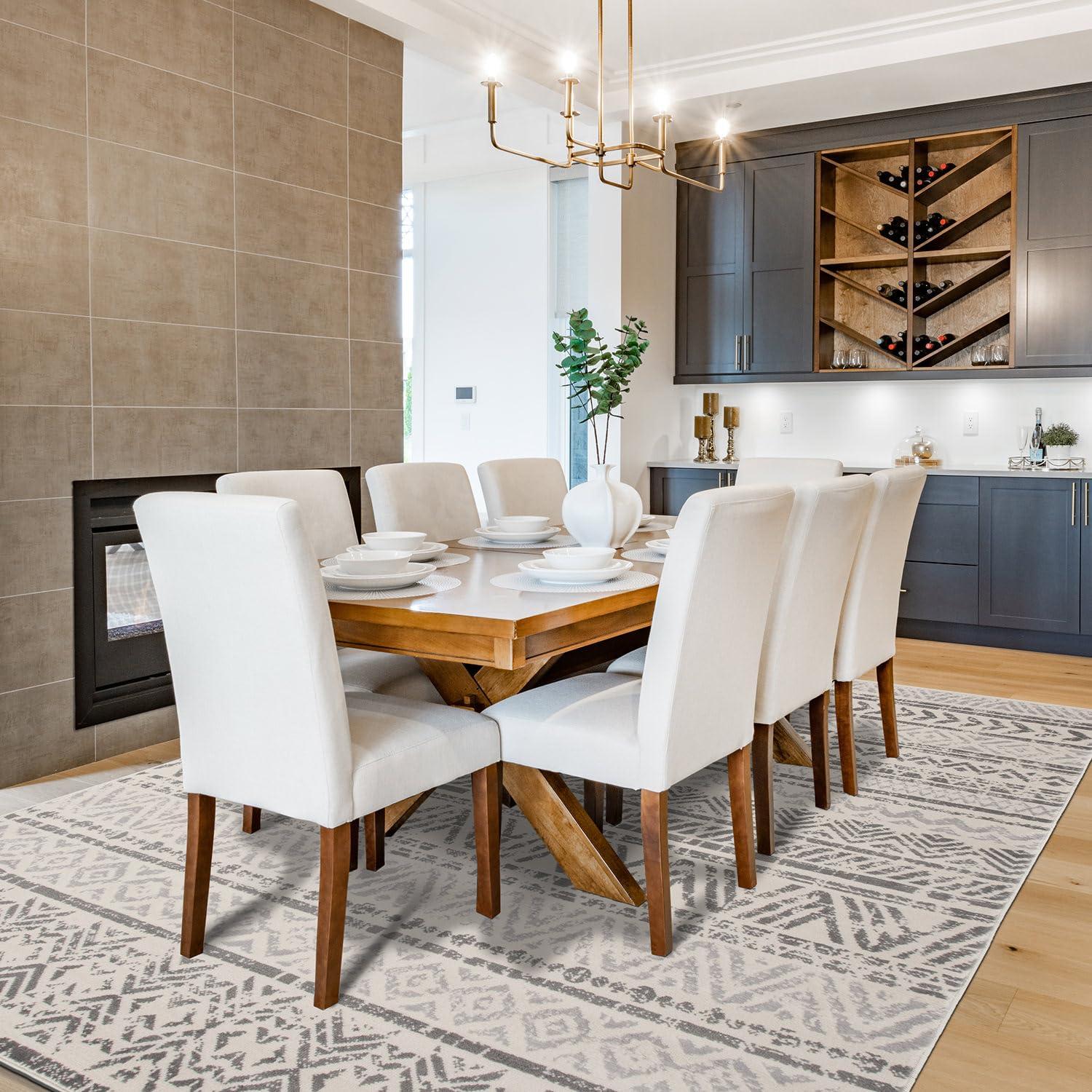 World Rug Gallery Geometric Distressed Bohemian Area Rug - Gray 12'x15'