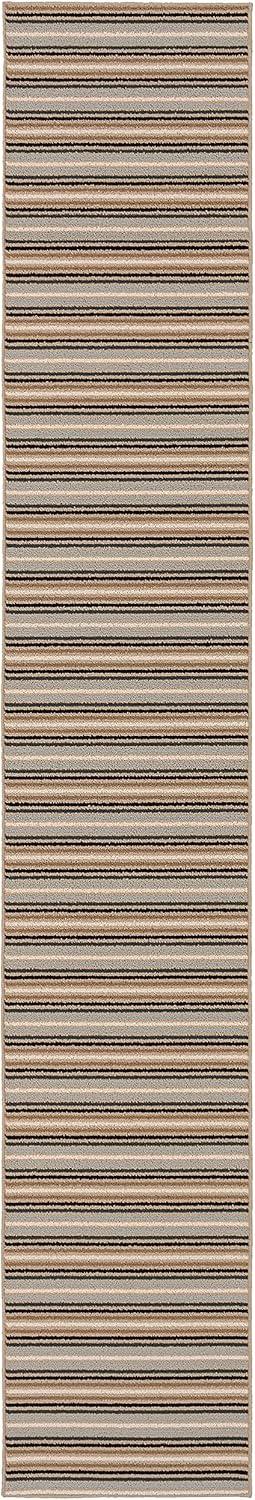 Nantucket Stripe 2' x 12' Earth Tone Synthetic Runner Rug