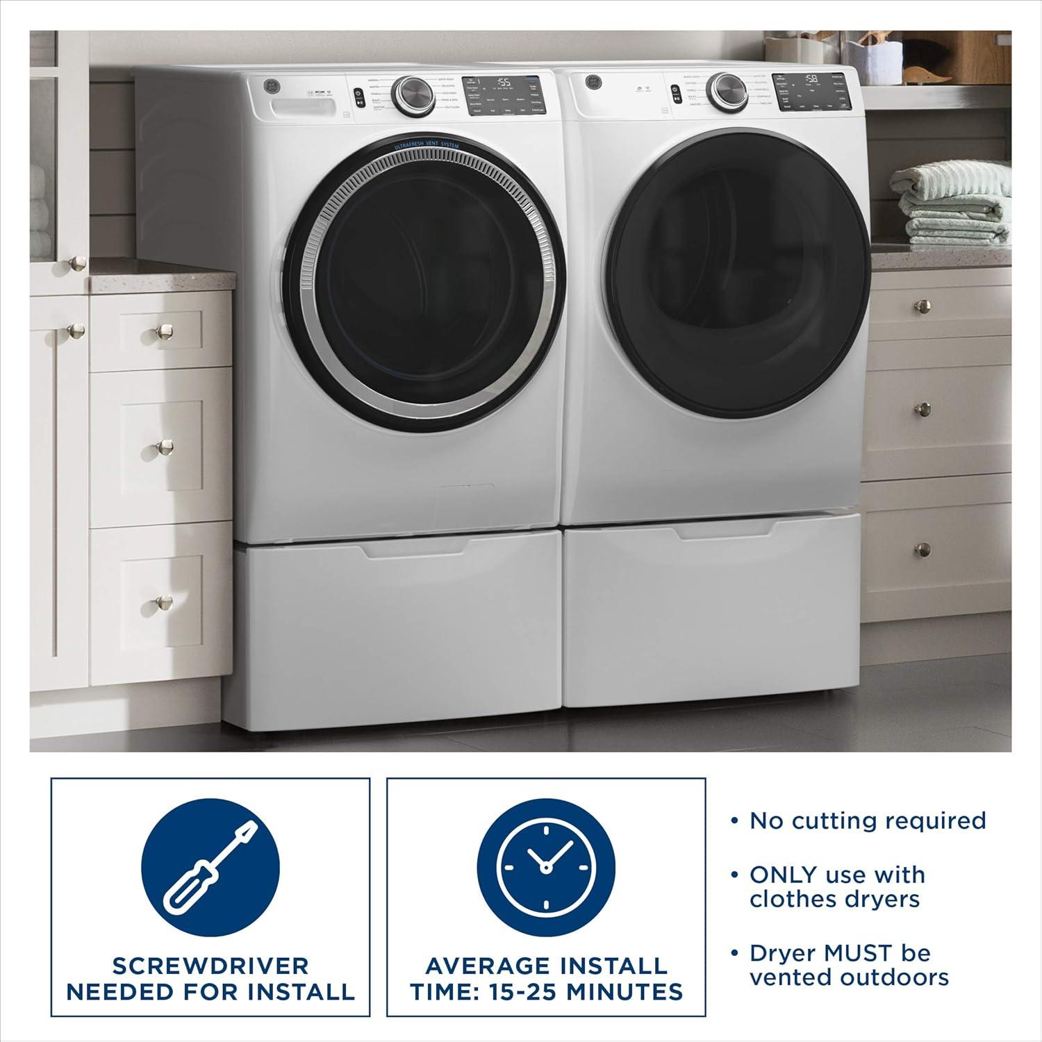 GE Appliances Dryer Duct, 8 Foot Length Metal Dryer Transition Duct, PM08X10085, UL Listed