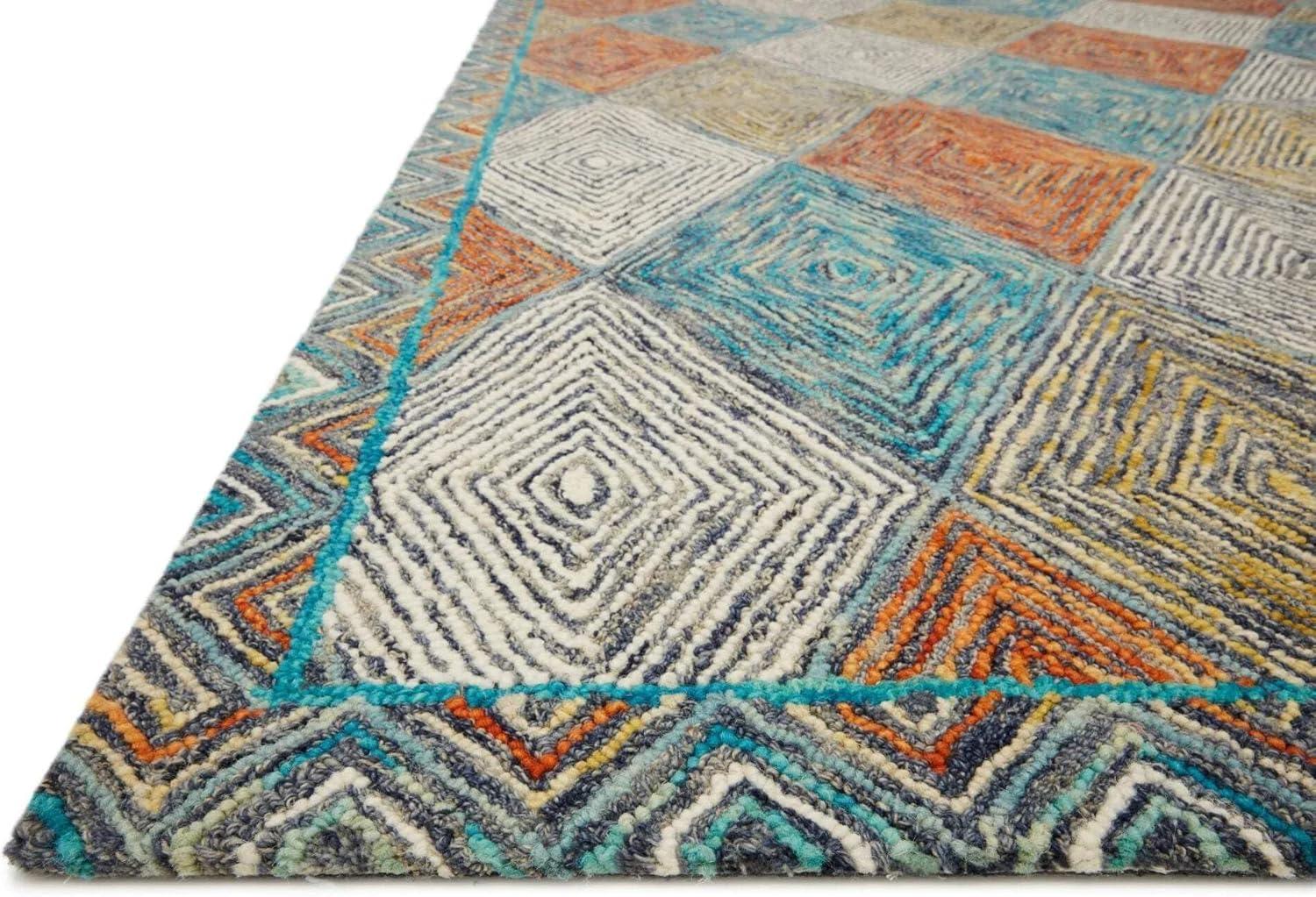 Handmade Geometric Sunset Ocean Wool Accent Rug