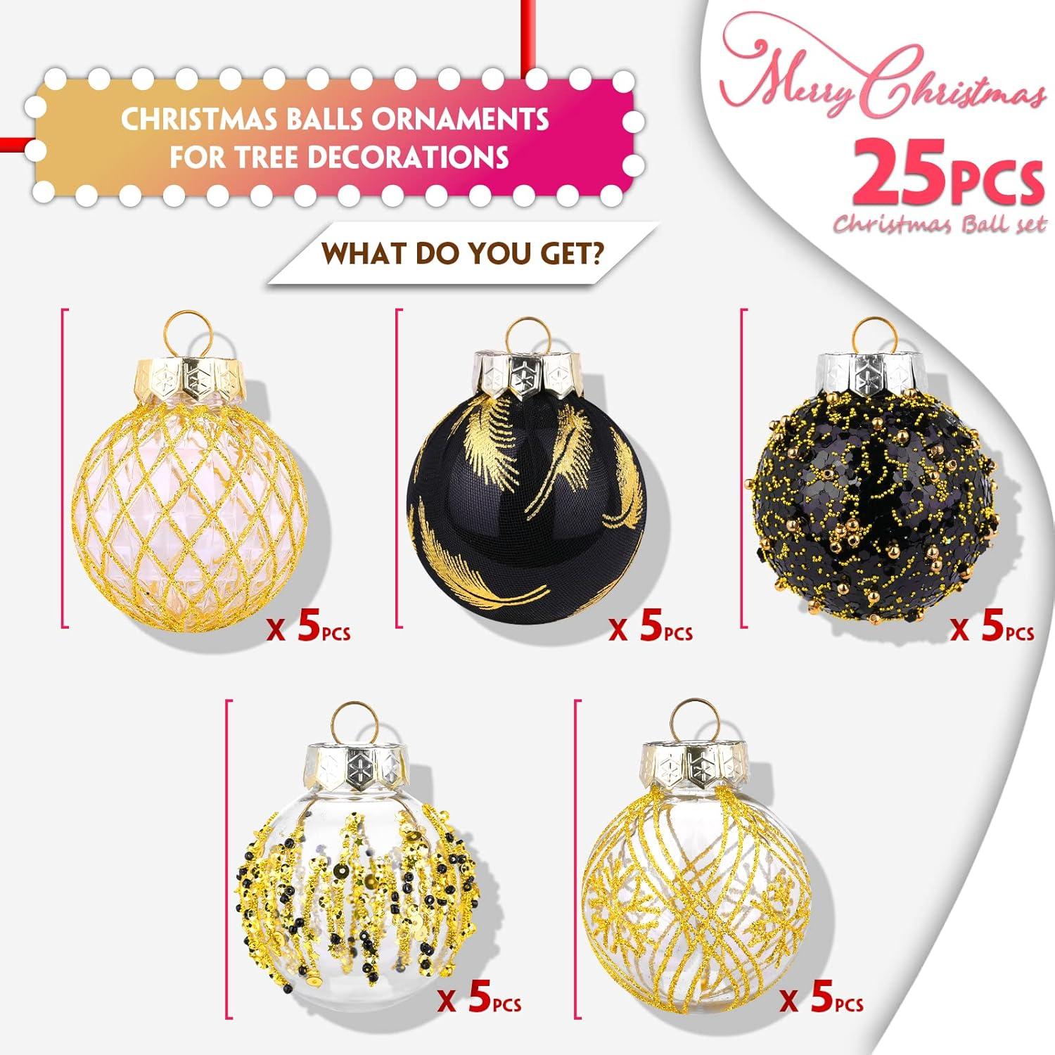 Christmas JoyMoreHome 25Pcs Christmas Tree Ball Ornaments 2.36" Red White Shatterproof Hanging Christmas Ball Ornaments for Xmas New Year Birthday Home Party Supplies