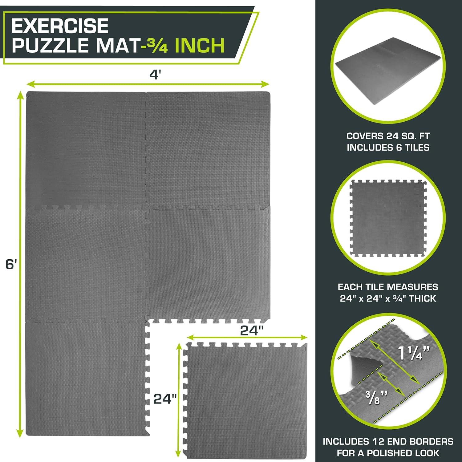 ProsourceFit Exercise Puzzle Mat, 24"x24" Tiles