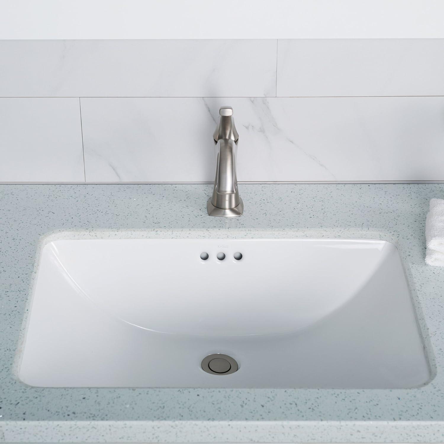 Elavo White Ceramic Rectangular Undermount Bathroom Sink