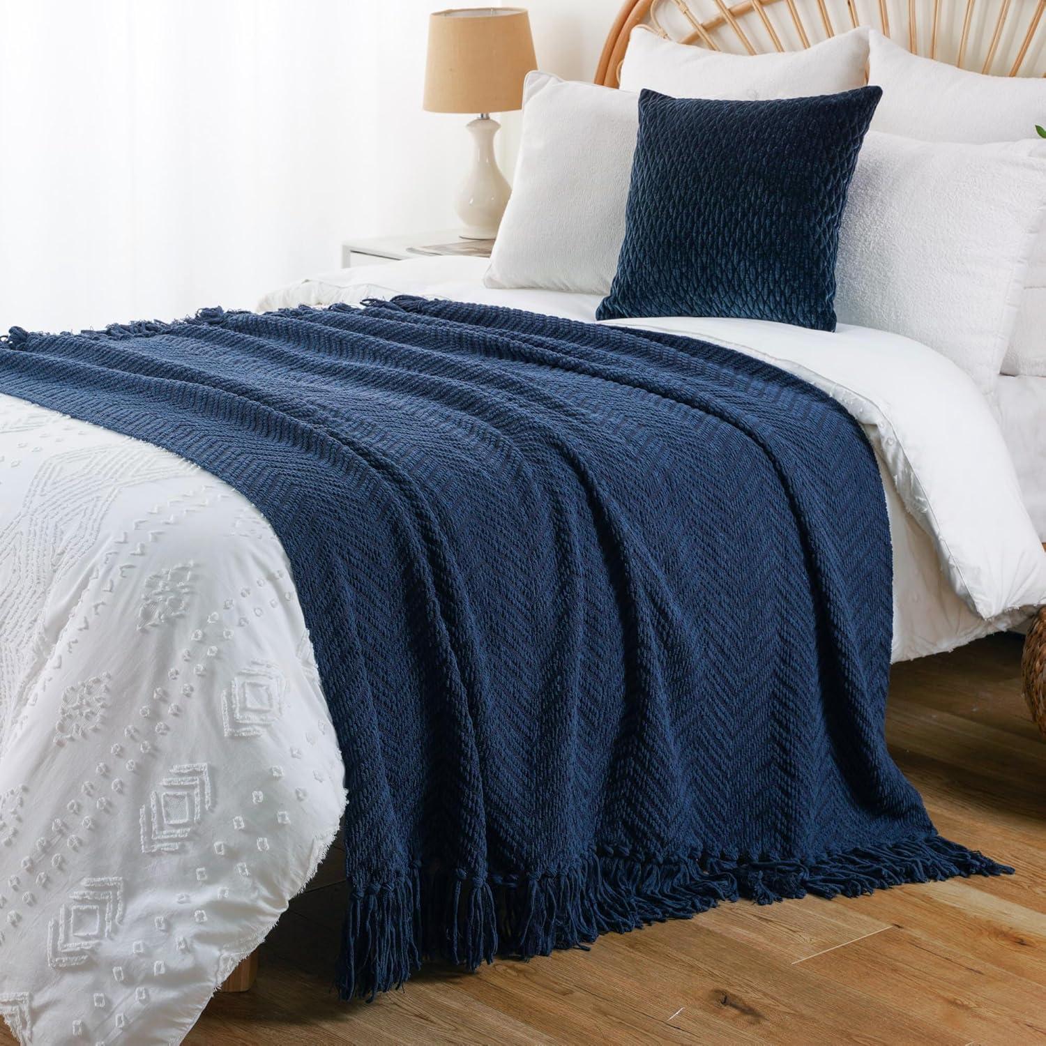 Battilo Home Throw Blanket for Couch, Super Soft Cozy Warm Throws for Twin Bed, Knit Woven Chenille Blanket Versatile for Sofa Bedroom Home Decor