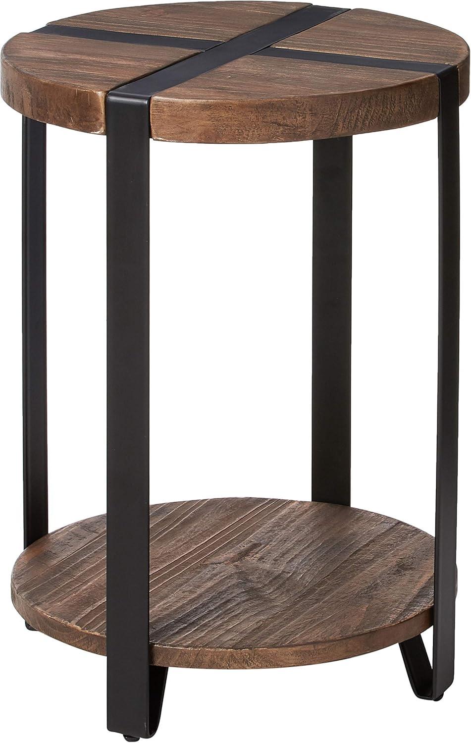 Alaterre Modesto Round End Table, Rustic Natural