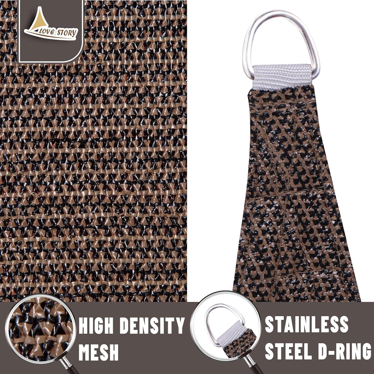 LOVE STORY Sun Shade Sail 6.5' x 10' Brown Rectangle Canopy UV Block Cover for Outdoor Patio Backyard Garden (We Make Custom Size)