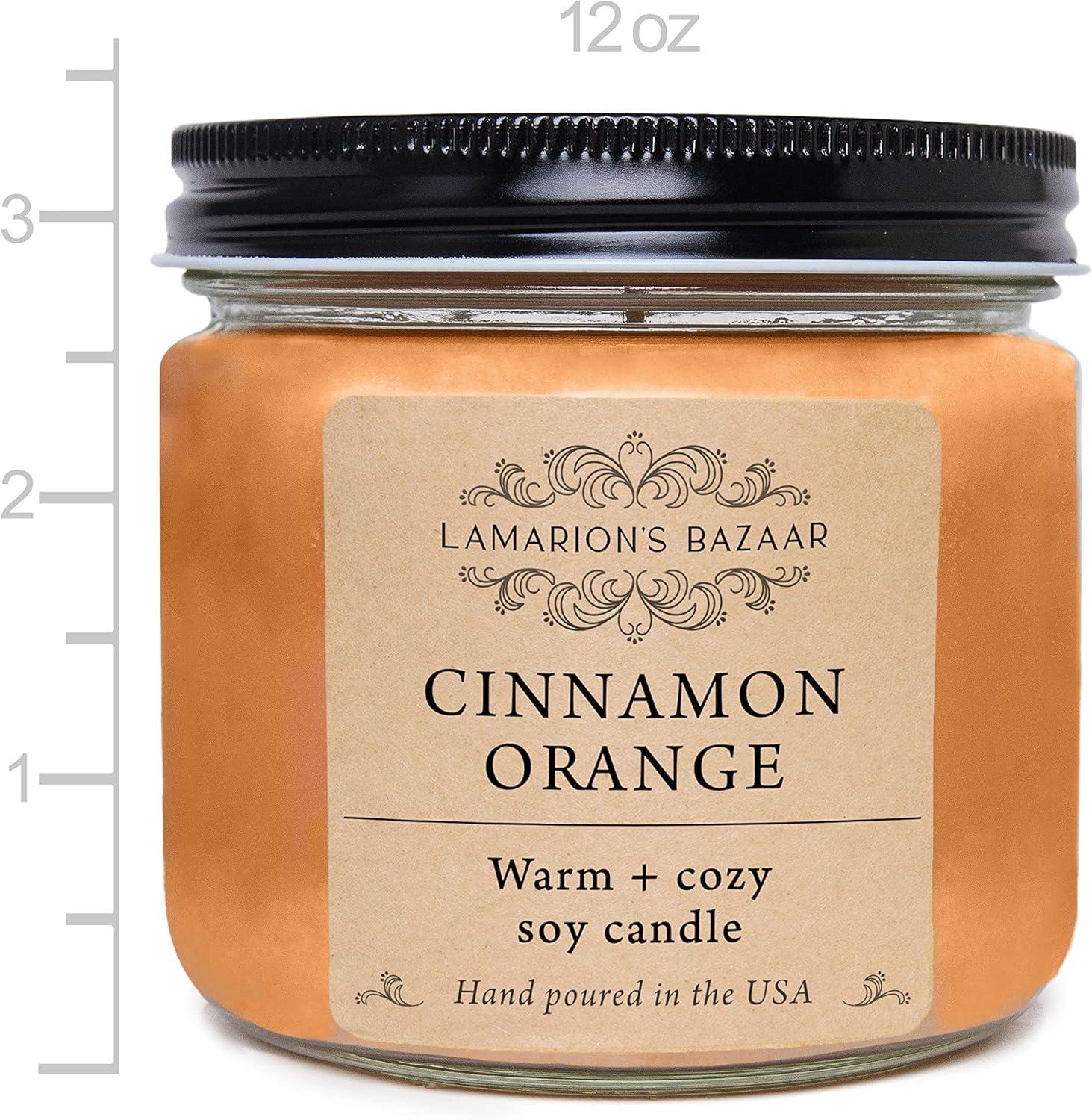 Large Brown Cinnamon Orange Scented Soy Jar Candle