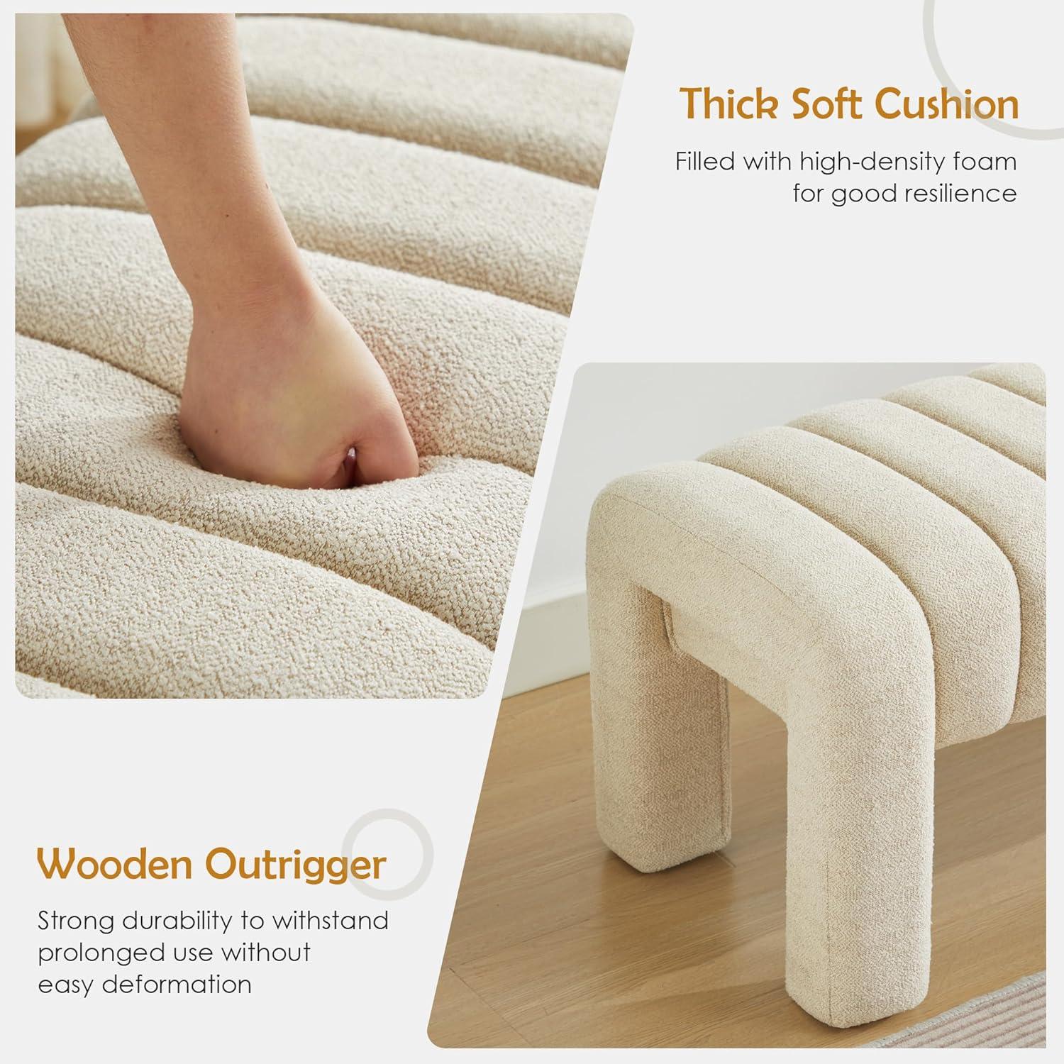 Oyan 43"or 63"W Channel Tufted Upholstered Bedroom Bench