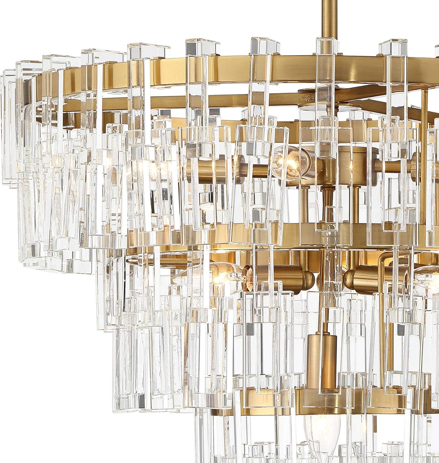 Vienna Full Spectrum Luxum Burnished Brass Chandelier 18 3/4" Wide Modern Tiered Crystal 6-Light Fixture for Dining Room House Foyer Kitchen Island