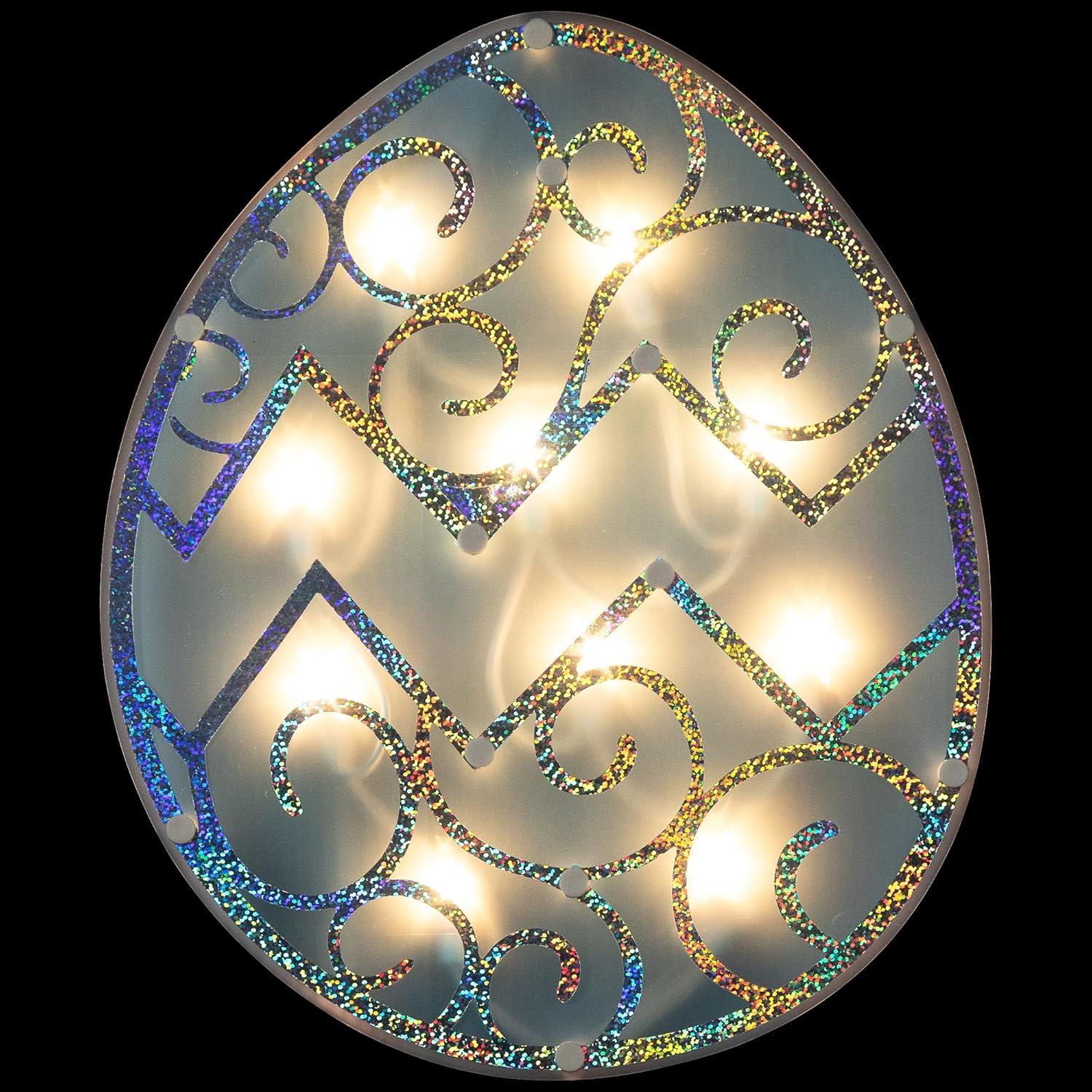 Northlight Lighted Easter Egg Window Decoration - 12" - Blue