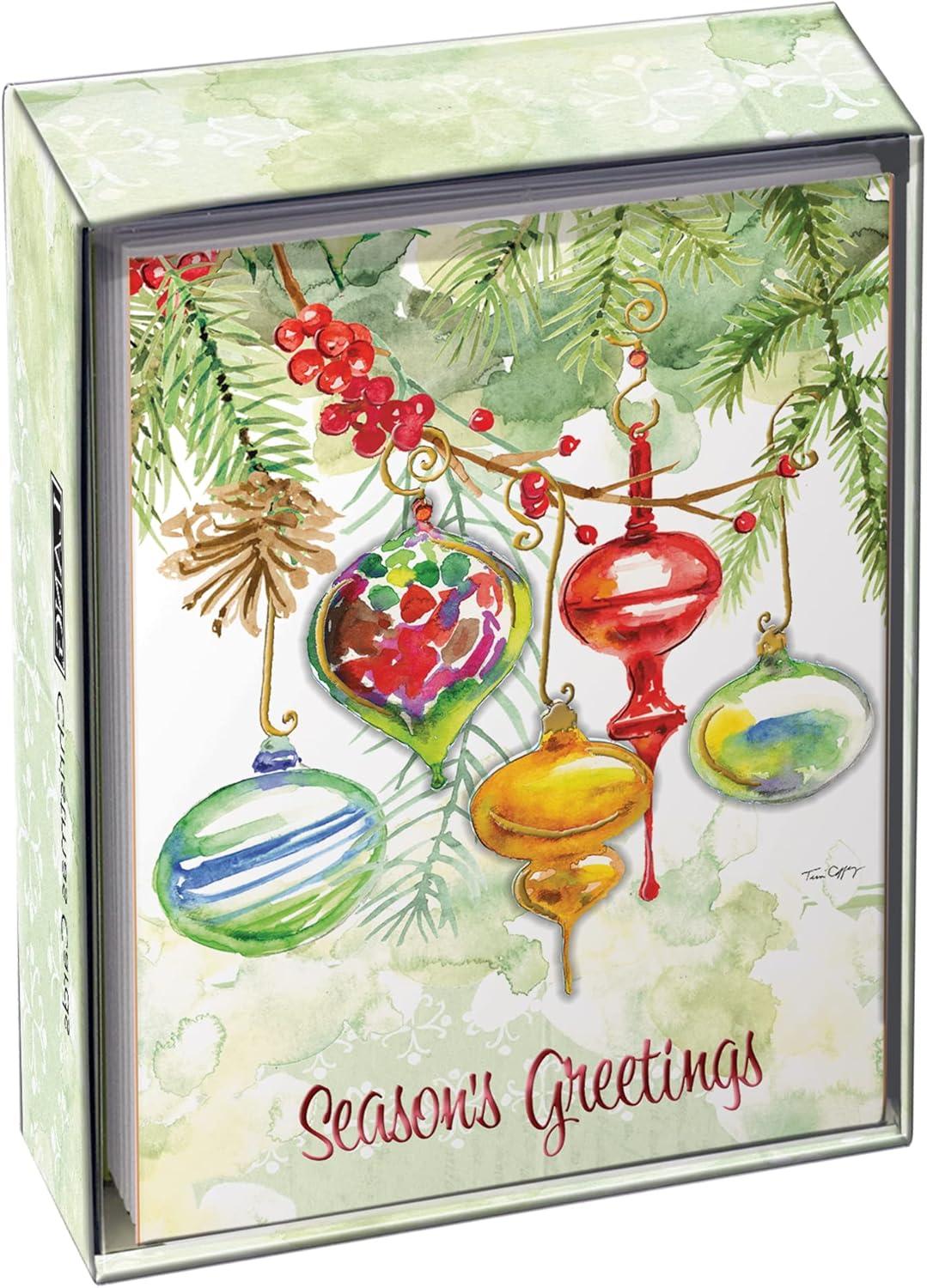 Festive Christmas Ornaments Luxe Greeting Cards Set