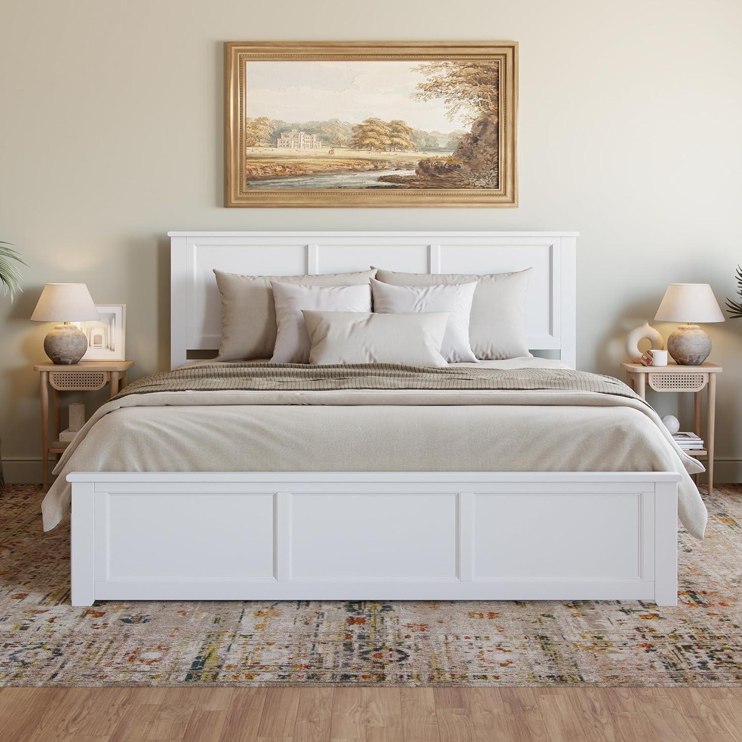 Madison Solid Wood Platform Bed with Matching Footboard & Storage Drawers