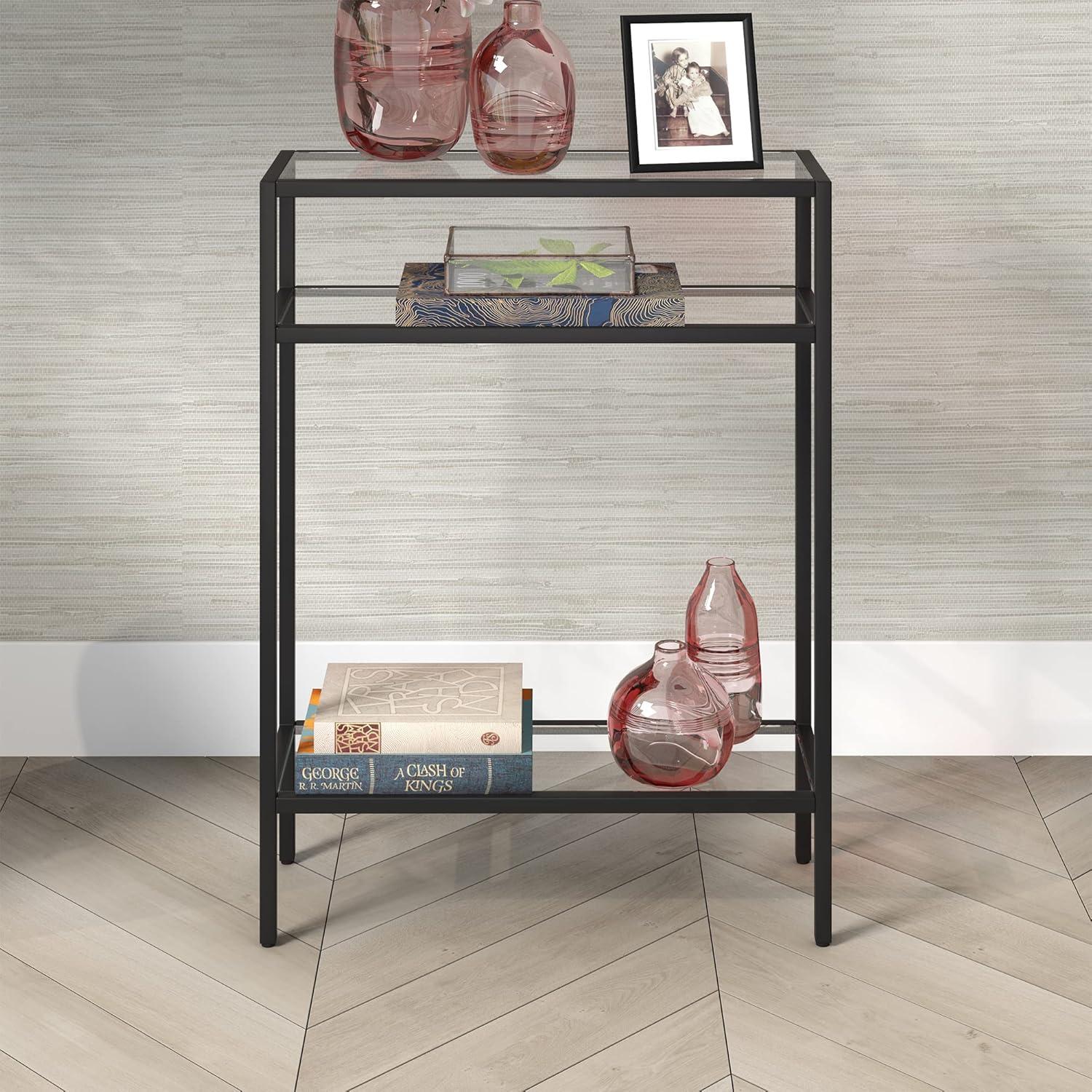 Evelyn&Zoe Siviline 22" Wide Rectangular Console Table, Brass