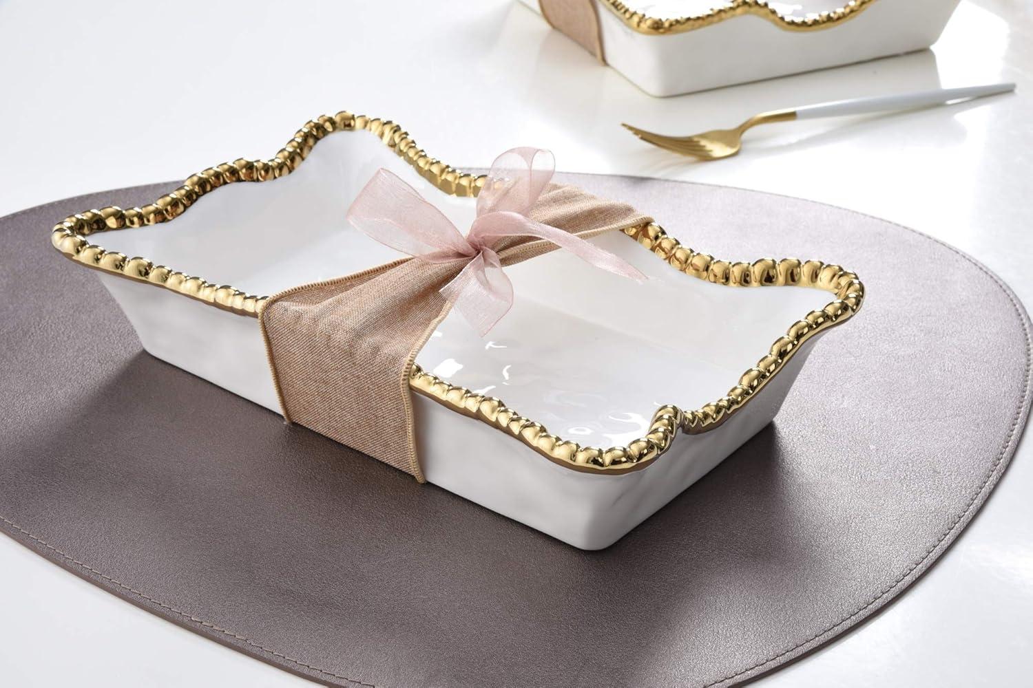 Golden Salerno Porcelain Dinner Napkin/Guest Towel Holder