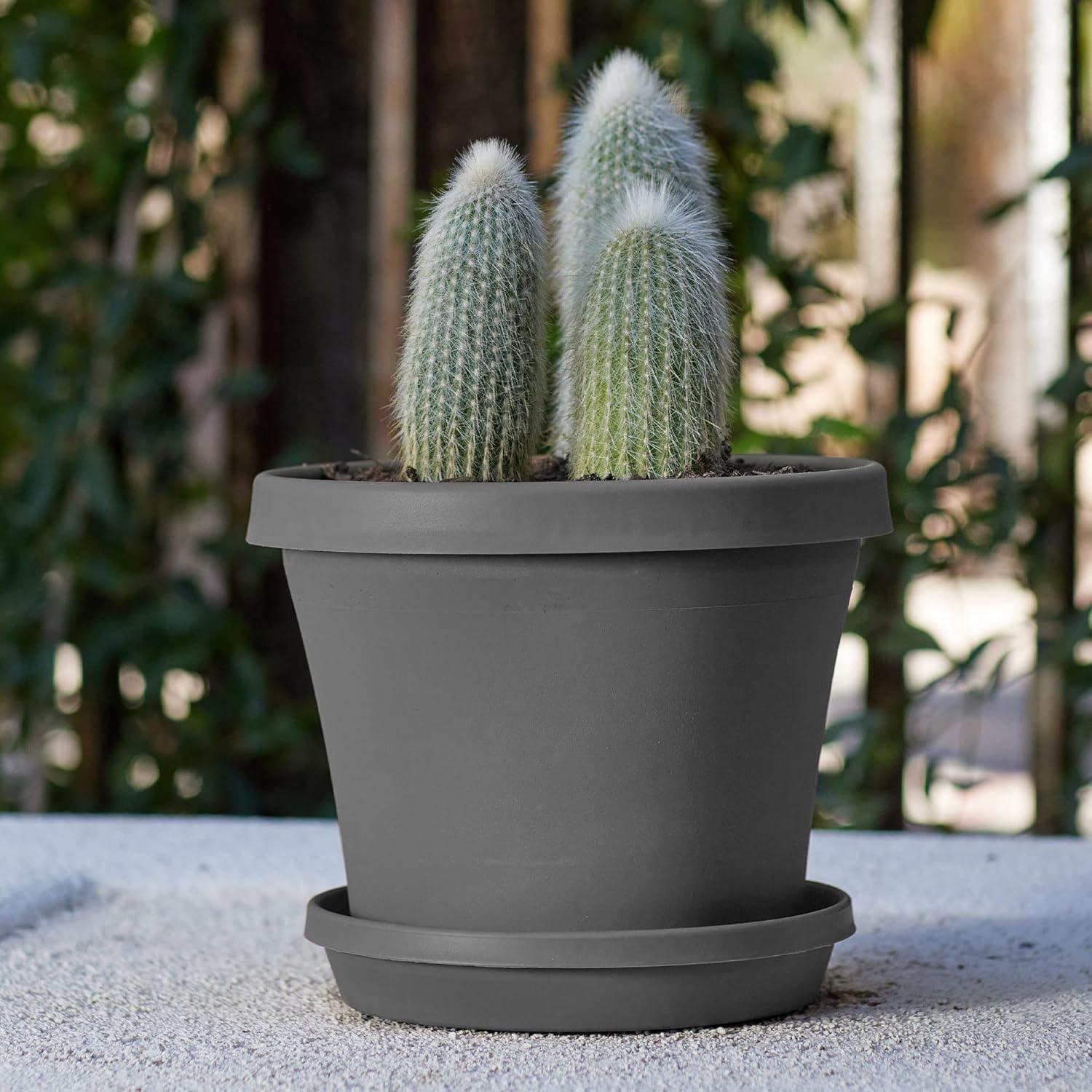 Charcoal Resin Tapered Terra Planter 10.7" for Indoor & Outdoor