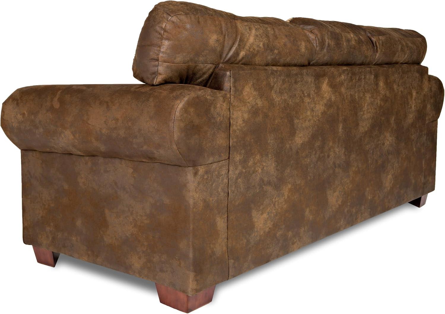 Brown Microfiber Queen Sleeper Sofa with Nailhead Accents