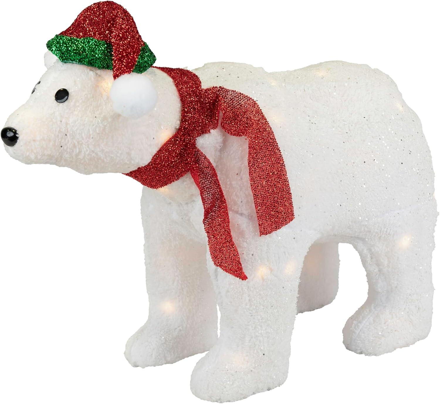 Northlight Seasonal 23" Pre-Lit White Glittered Polar Bear Outdoor Christmas Decoration
