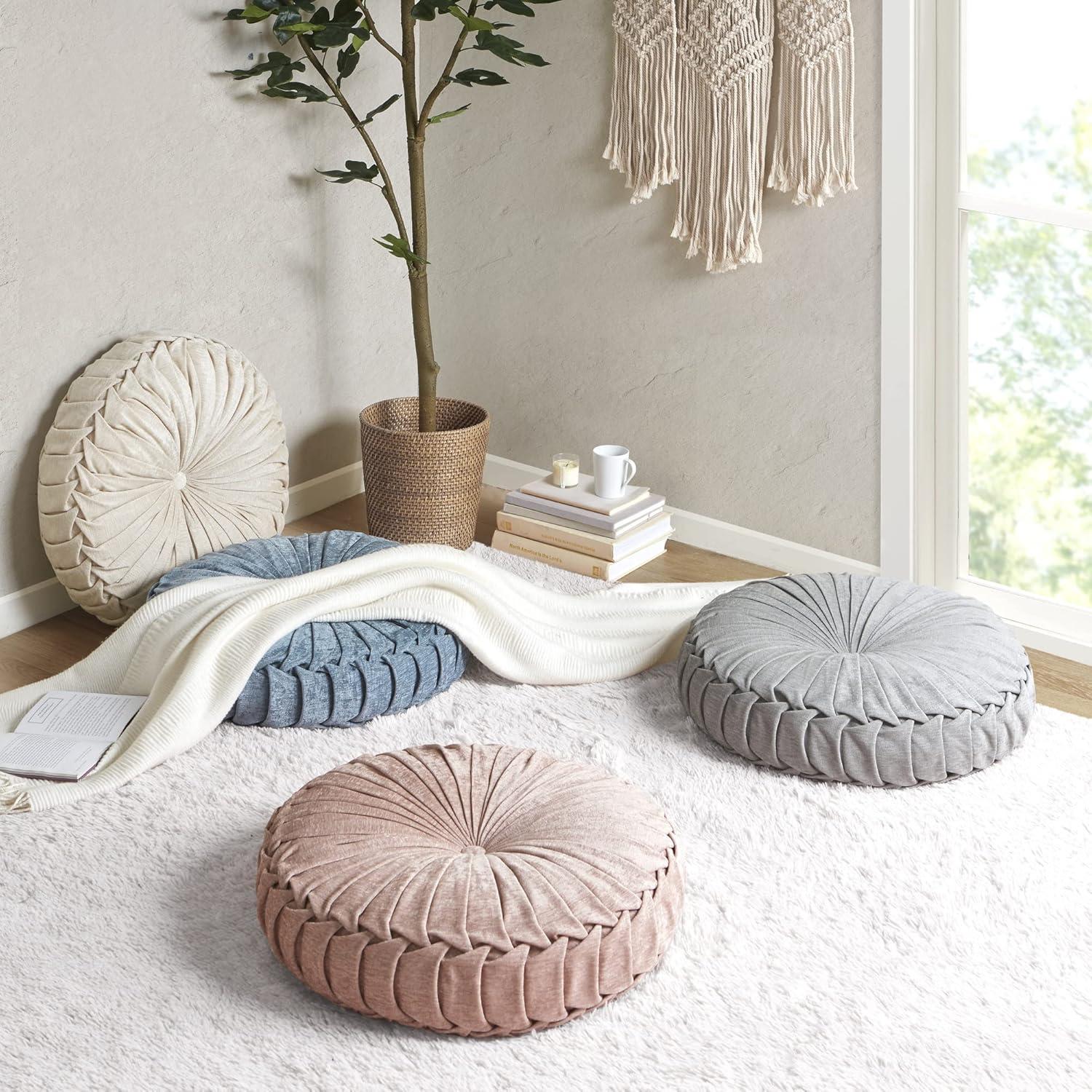 Aiden Poly Chenille Round Floor Pillow Cushion