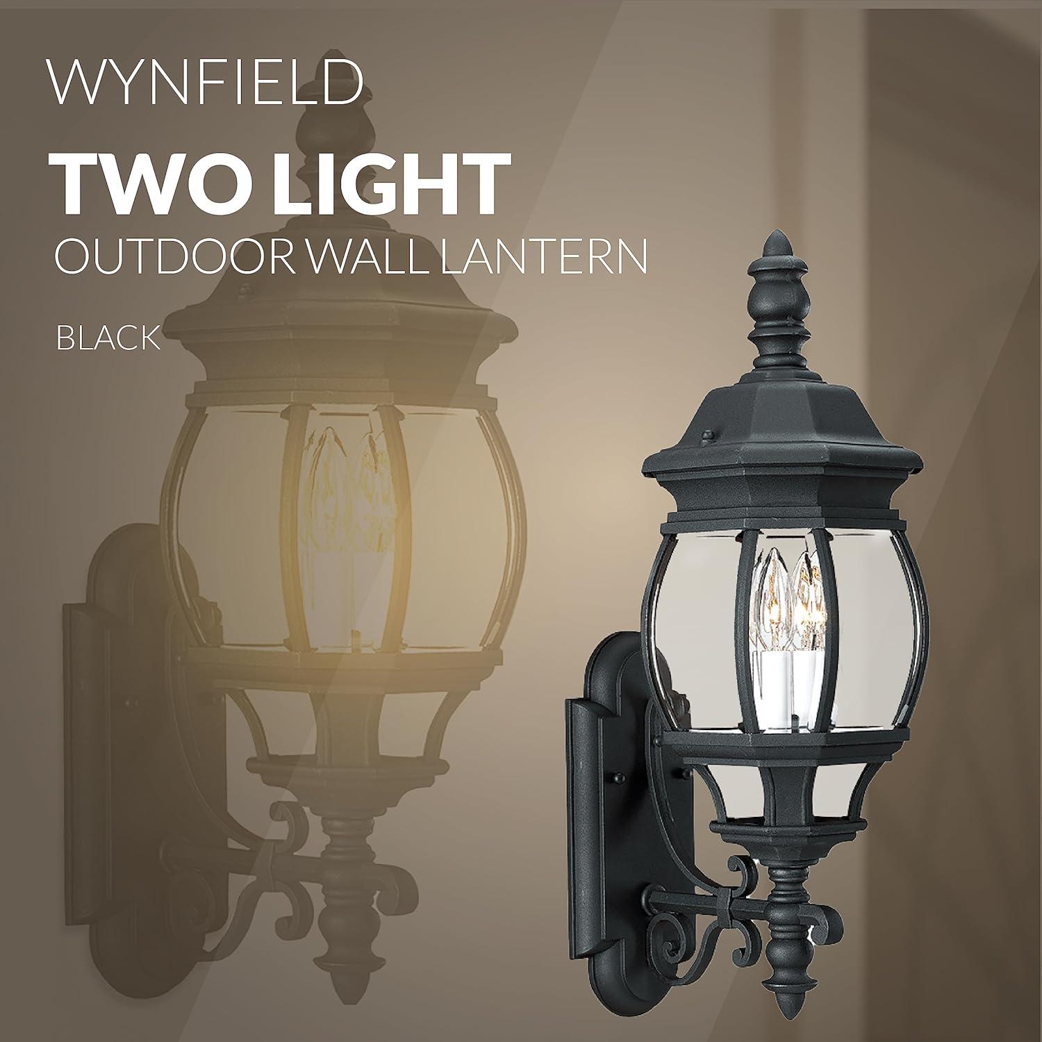 Black 24-Inch Outdoor Wall Lantern with Clear Glass