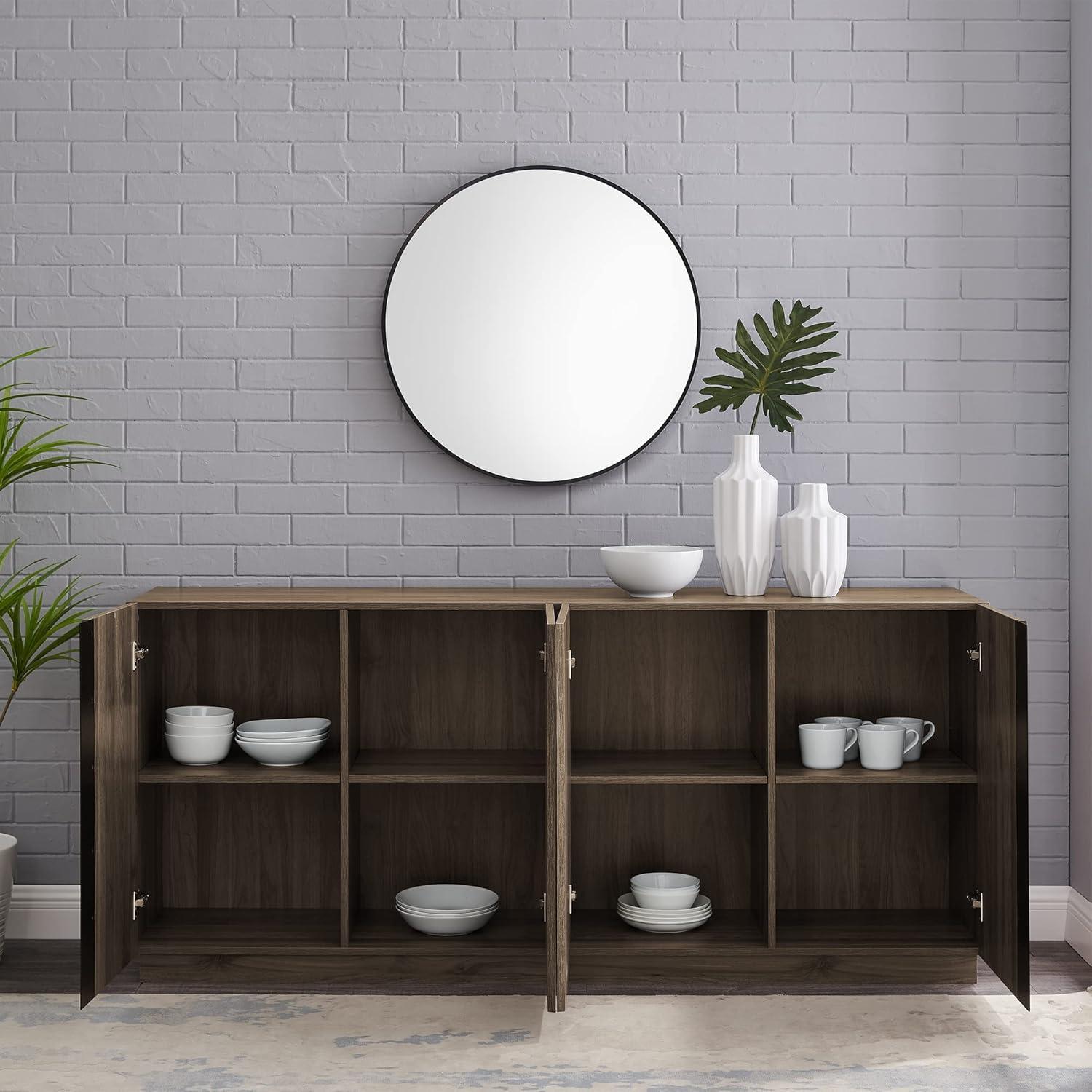 Slate Grey 70" Minimalist Engineered Wood Sideboard with Metal Accents