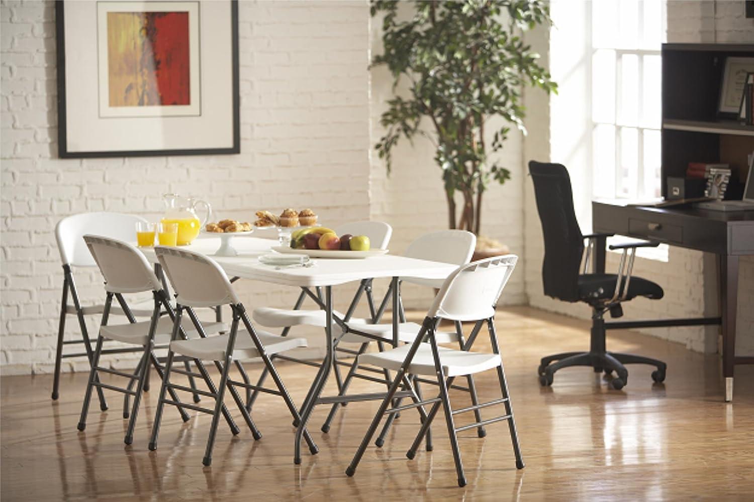 COSCO 6' Fold-in-Half Banquet Table with Handle and Locking Latch, White