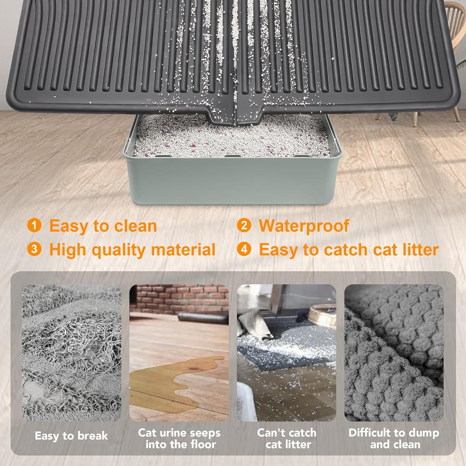 UPSKY Cat Litter Mat Kitty Litter Trapping Mat 31" x 24" Litter Box Mat Keep Floor Clean