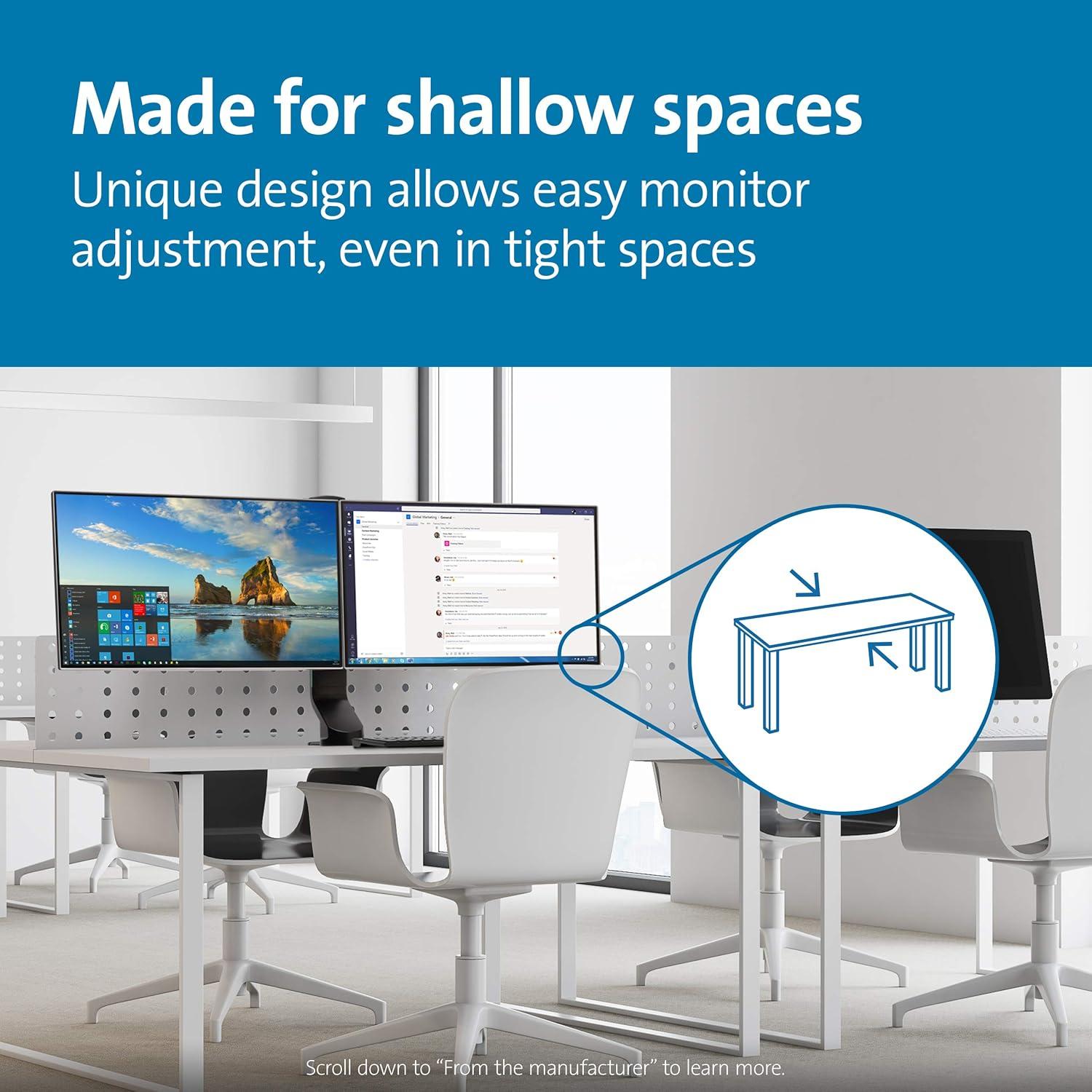 Black Dual Monitor Mount with Adjustable Tilt and Swivel