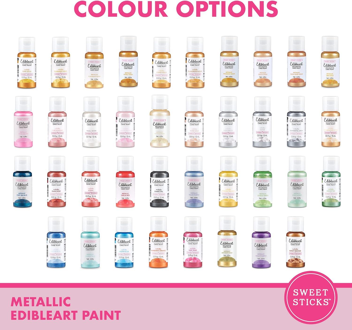 Sweet Sticks Edible Art Metallic Food Paint, 15ml, Antique Gold