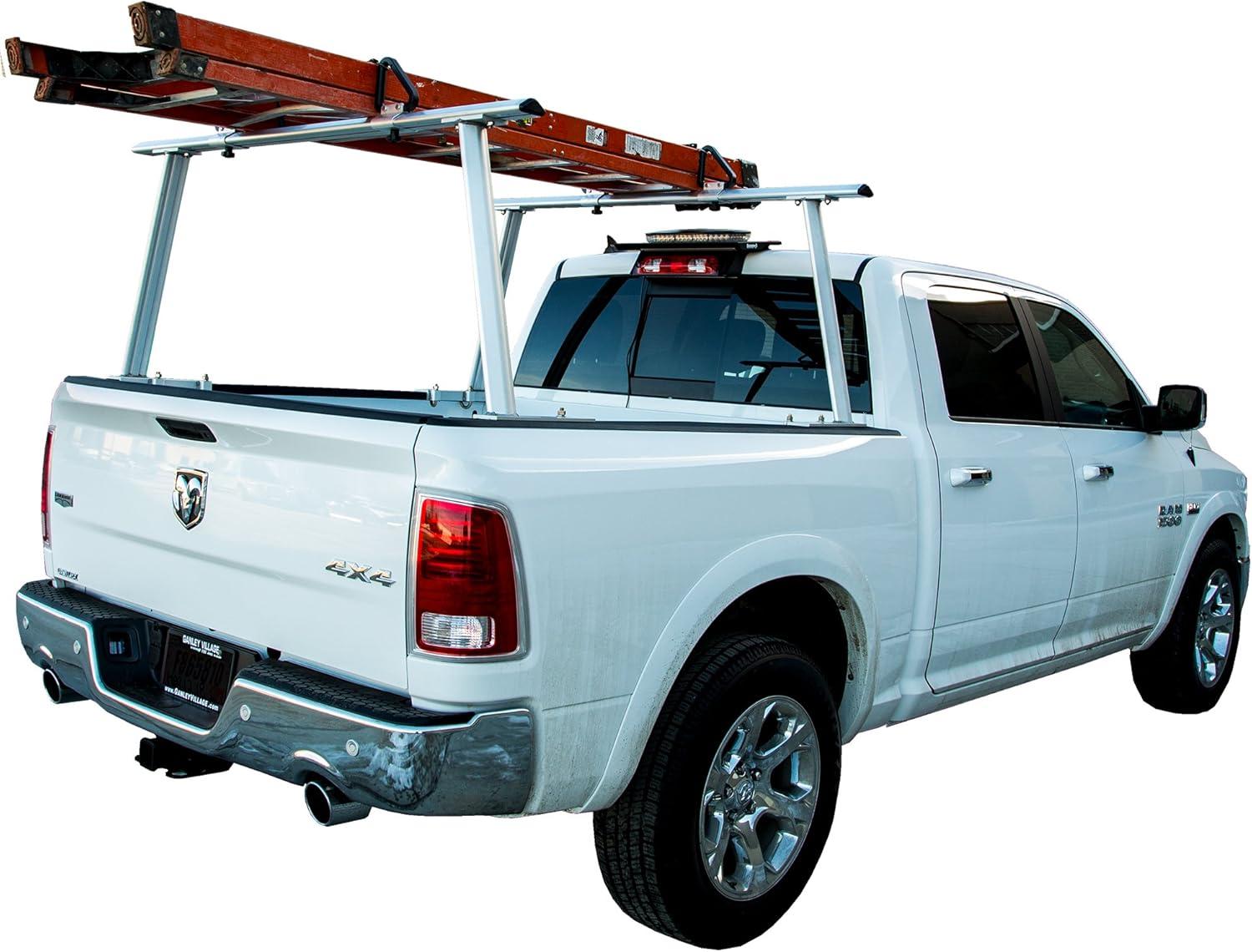 Adjustable Black Aluminum Truck Ladder Rack with J-Hooks