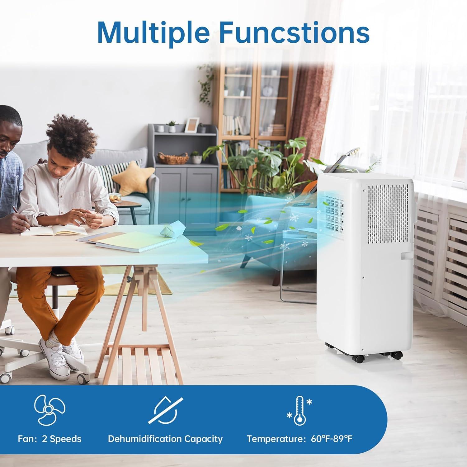 10000Btus Portable Air Conditioner 3-in-1 AC Unit With Dehumidifier and Fan Mode and Cooling, White