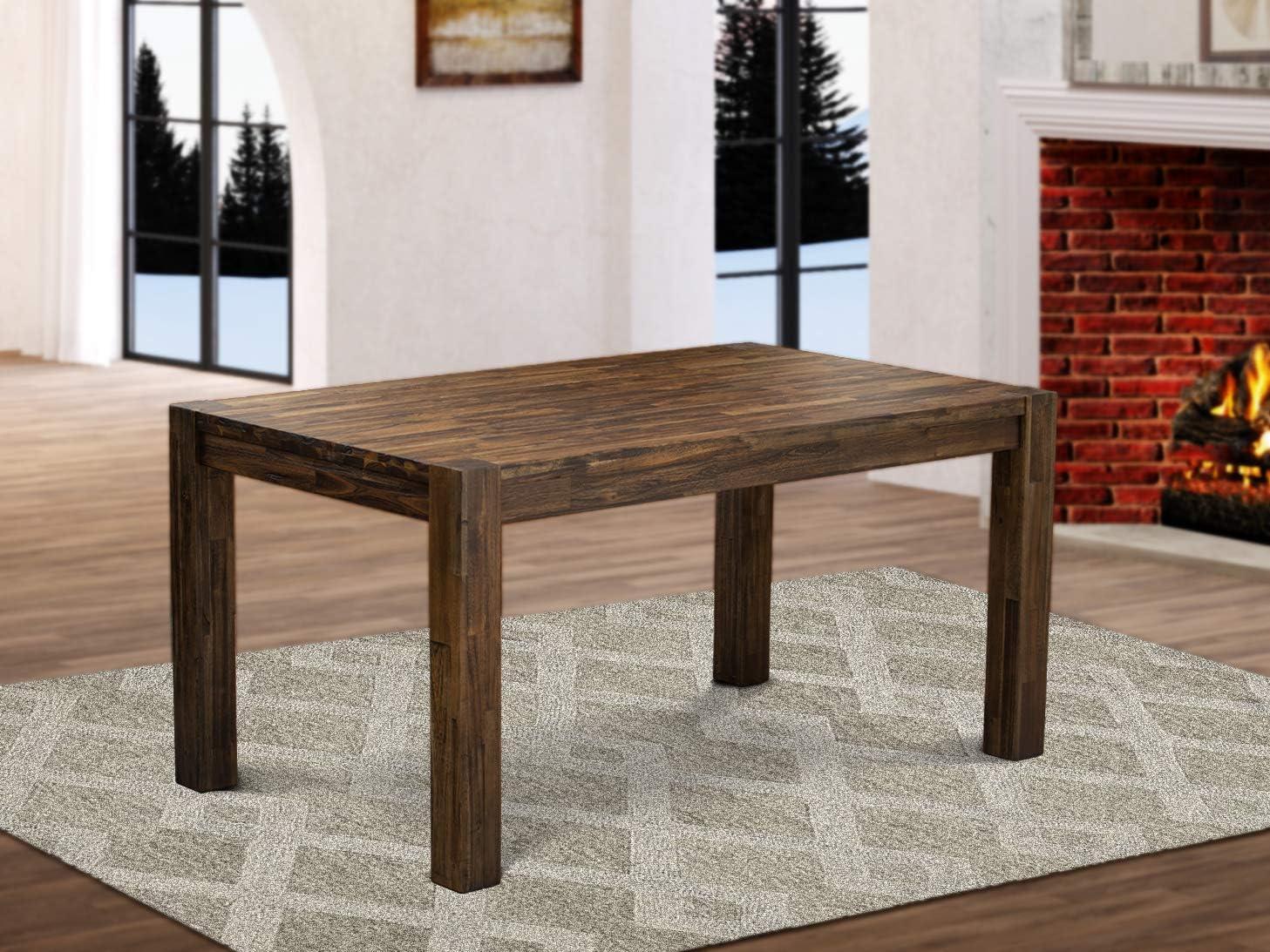 Contemporary Jacobean Distressed Wood Rectangular Dining Table