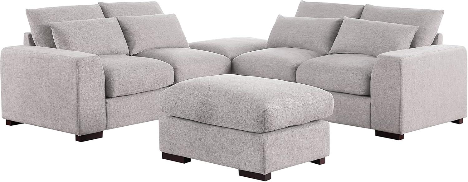 Biaggio Linen Blend Sectional with 2 Ottomans