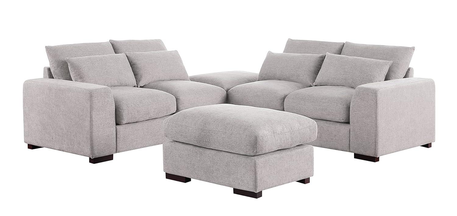 Biaggio Linen Blend Sectional with 2 Ottomans,Sectional Couch