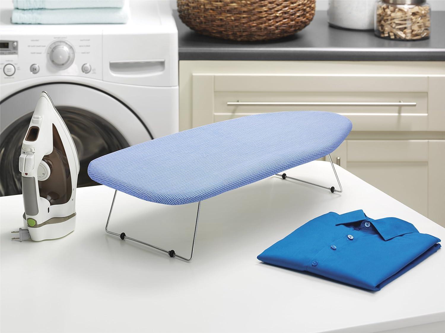 Blue Metal Mesh Tabletop Ironing Board with Padded Cover