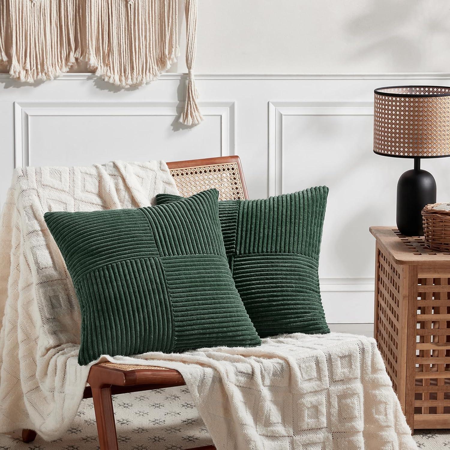 Deconovo Decorative Velvet Throw Pillow Covers, Set of 2, Soft & Elegant Cushion Covers for Sofa, Bedroom, Living Room & Home Decor, Wave/Cream White, 16x16 Inch