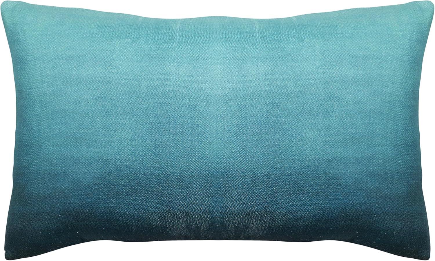 Fab Habitat Indoor/Outdoor Lumbar Pillow Made from Recycled Polyester Yarn - Double Sided, Stain Resistant, Machine Washable - Ombre - Patio, Deck, Porch, Living Room - Big Sur Teal (14" x 24")