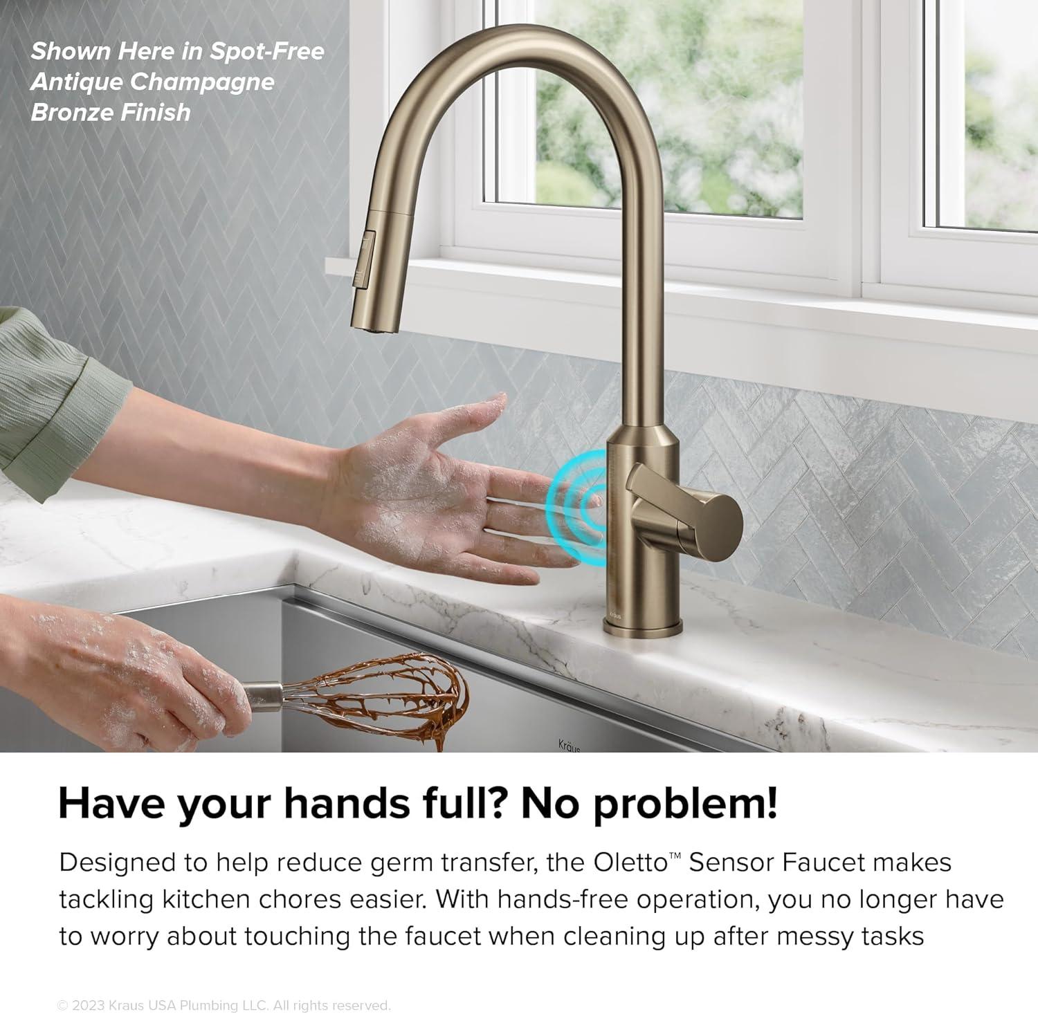 KRAUS Oletto Touchless Sensor Pull-Down Single Handle Kitchen Faucet