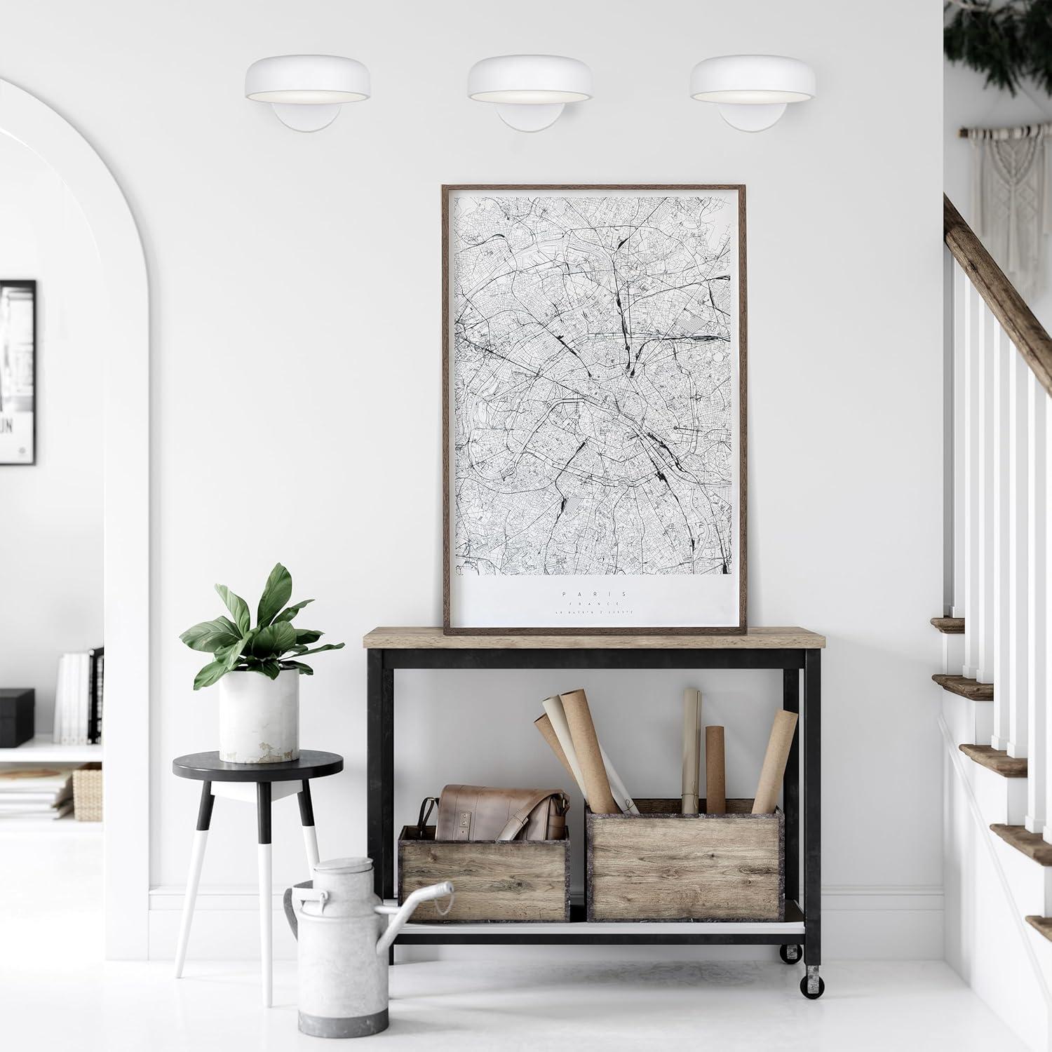 ZARIA 8 in. 1-Light White Integrated LED Wall-Light with White Metal Shade