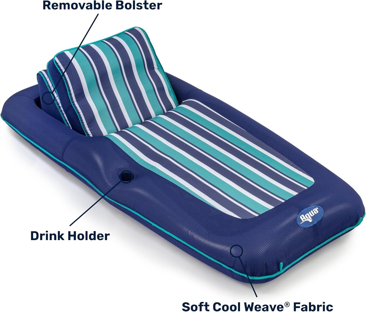 Navy and Green Striped Convertible XL Pool Lounger