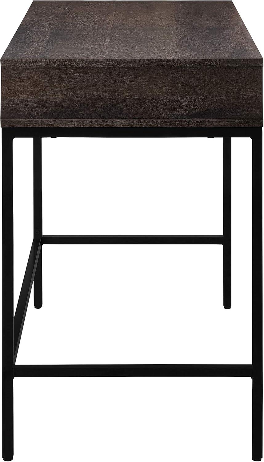 Contempo 40-Inch Desk with Drawer and Shelf in Brown Wood Grain Finish