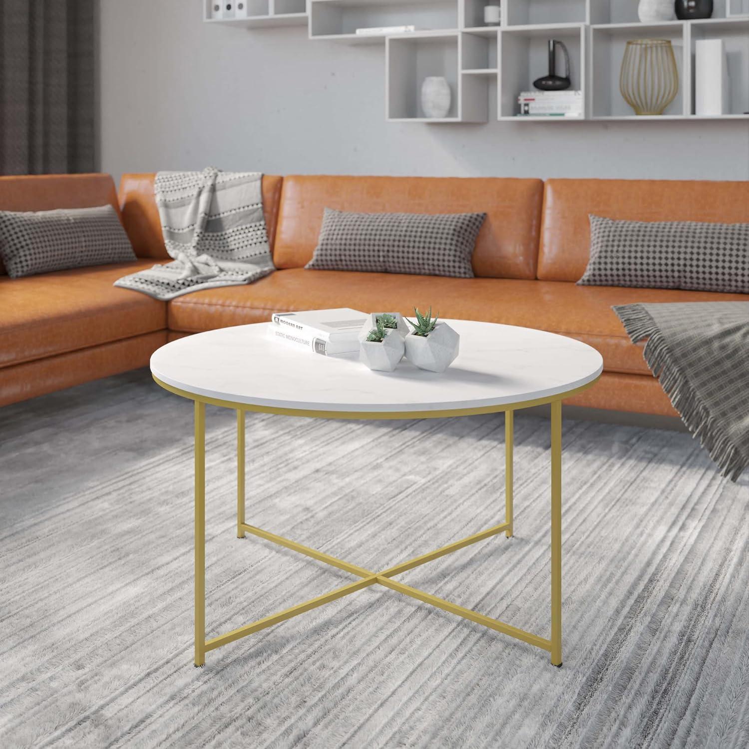 Flash Furniture Hampstead Collection Coffee Table - Modern Laminate Accent Table with Crisscross Frame