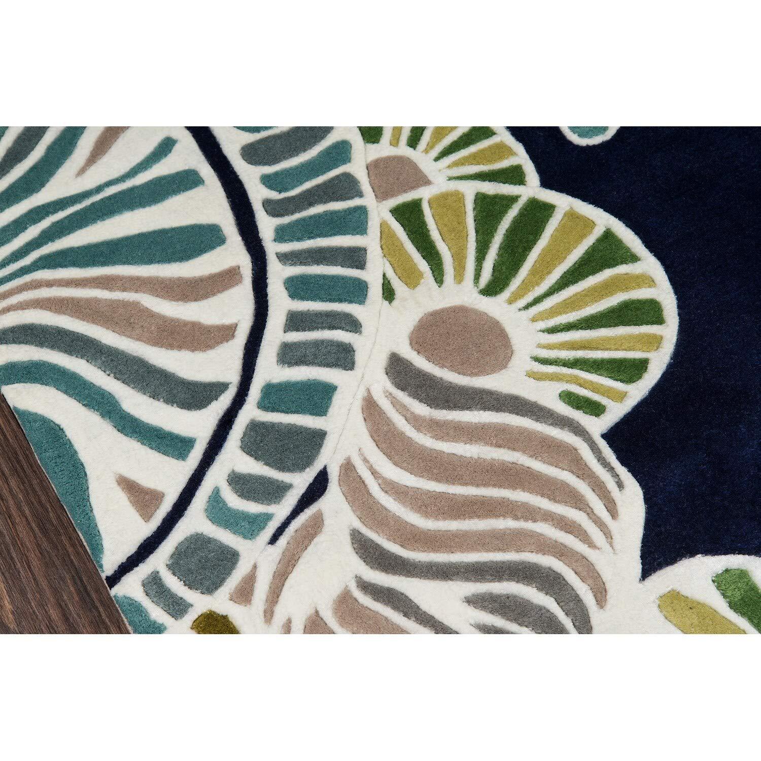 Navy Blue Hand-Tufted Wool Rectangular Area Rug, 8' x 11'