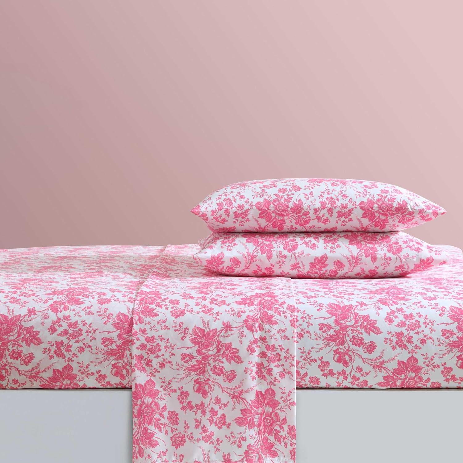 Pink Floral Twin Microfiber Sheet Set