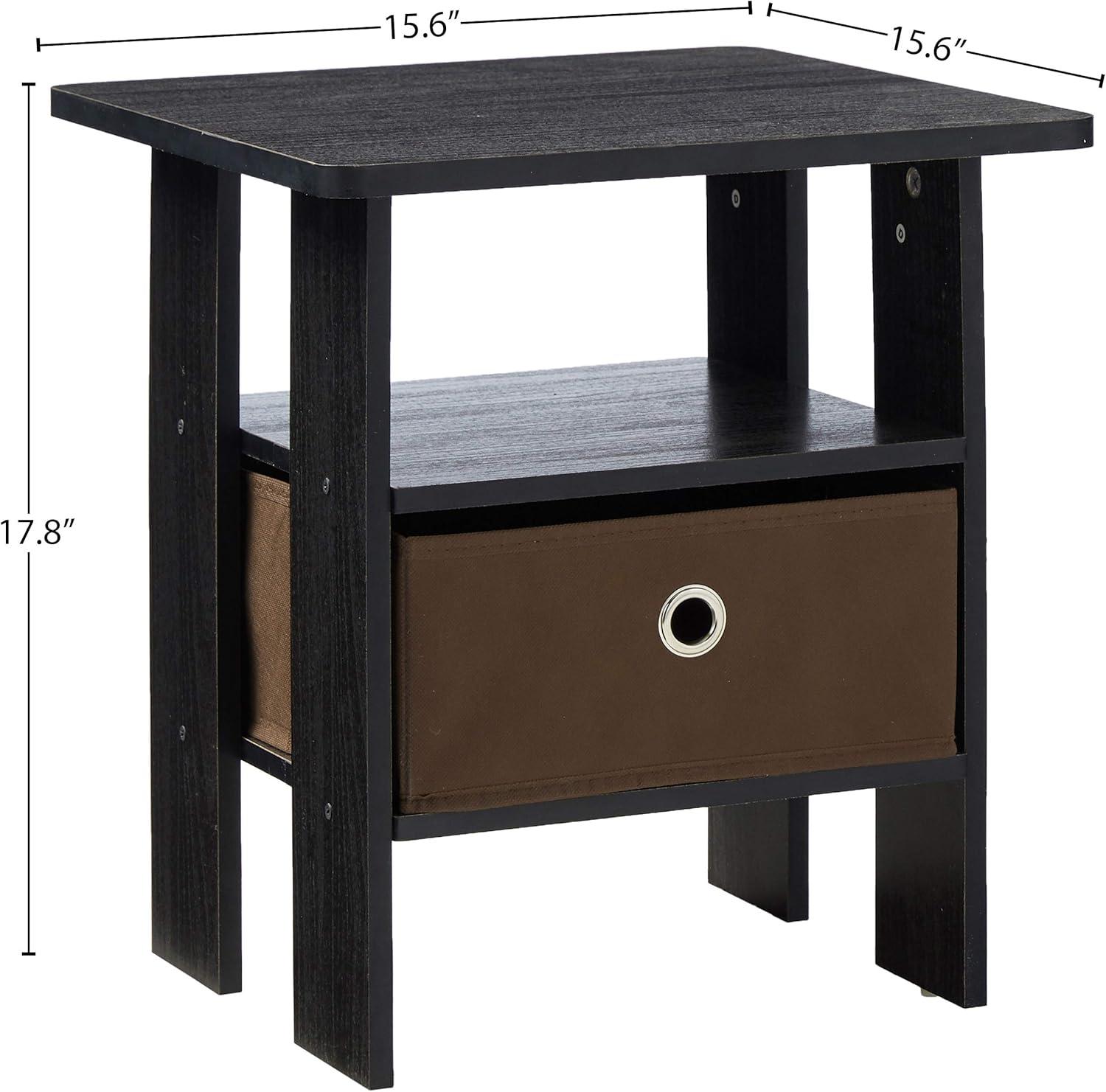 Furinno Andrey End Table Nightstand with Bin Drawer Set of 2, Multiple Colors