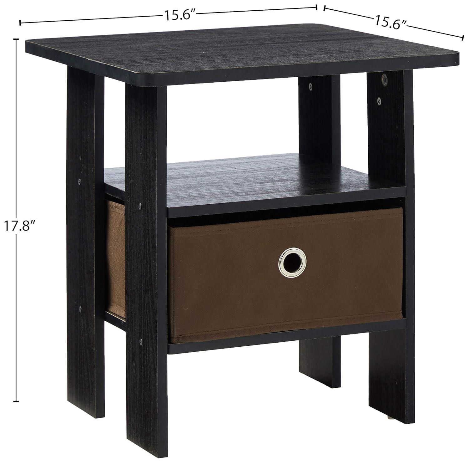 Furinno Andrey End Table Nightstand with Bin Drawer Set of 2, Multiple Colors